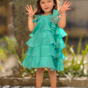 Turquoise Silky Beads Frock