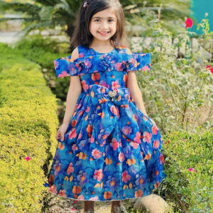 Blue Printed Floral Frock