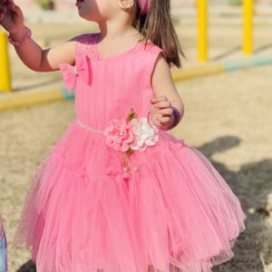 Pink Rose Fluffy Tulle Party Frock