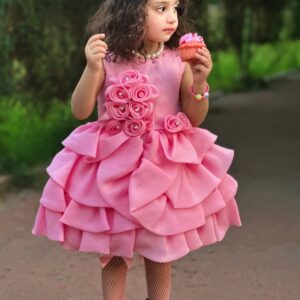 Pink Rosette Ruffle Frock